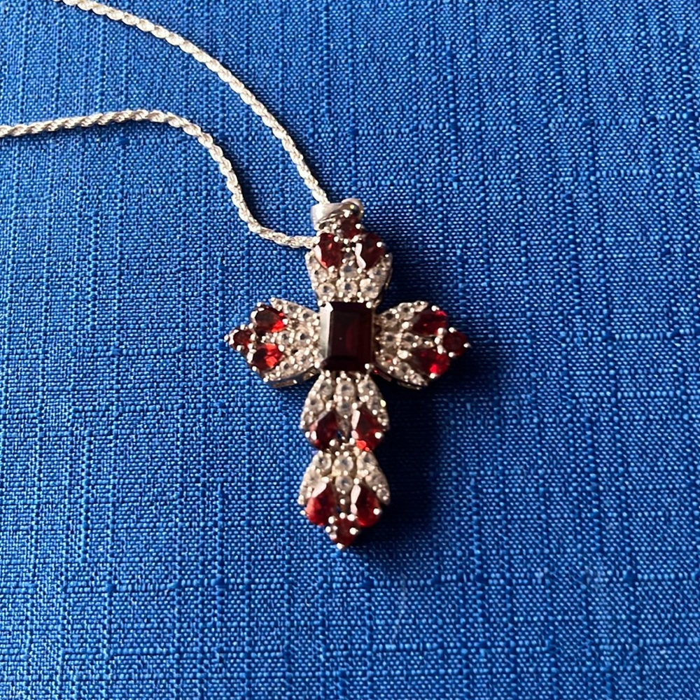 Genuine  ruby red Garnets and Bella Luce stones